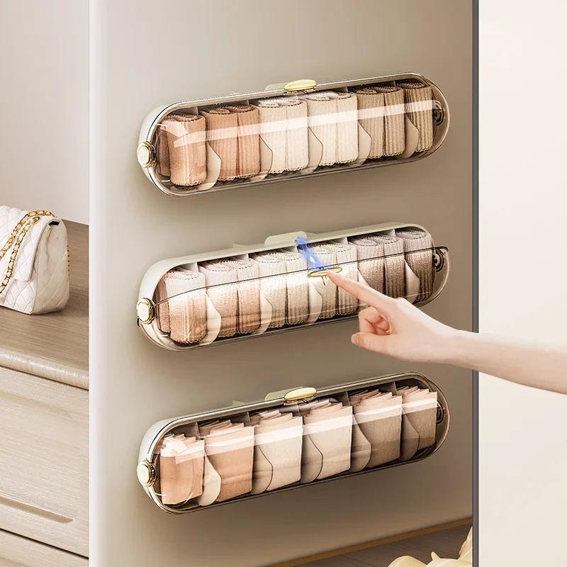 Luxury-basic Transparent Bedroom Wardrobe for Hanging Clothes No Drilling Storage Box for Socks, Underwear and Underpants