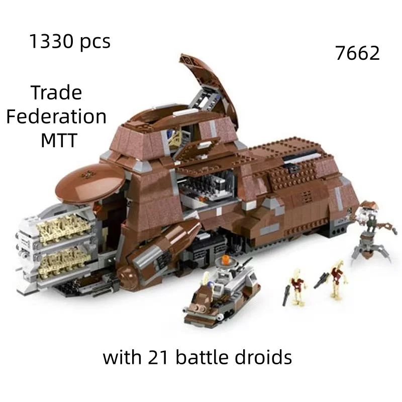 1330 Piezas de Bloques de Construcción Modelo MTT de la Federación Comercial, Vehículo Porta-Droides de Batalla Espacial, Juguetes de Cumpleaños para Decoración Familiar y Regalos