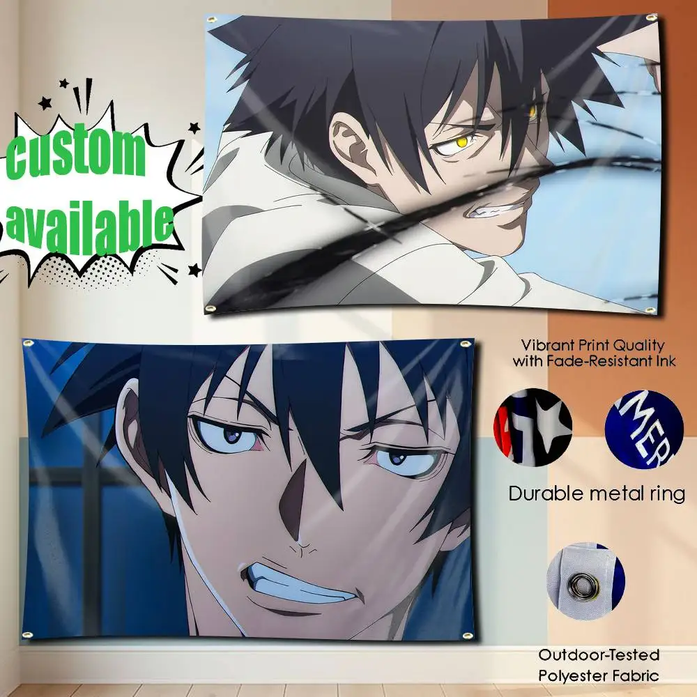 J-Jiro Azuma Anime B-Black Torch  Flag Tapestry Banner for Bedroom Living Room Outdoor Camping Custom Supported