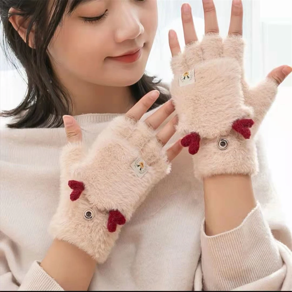 Ms. Lovely antlers cover to keep warm and velvet write han edition  winter outdoor gloves knitting gloves HX-E86