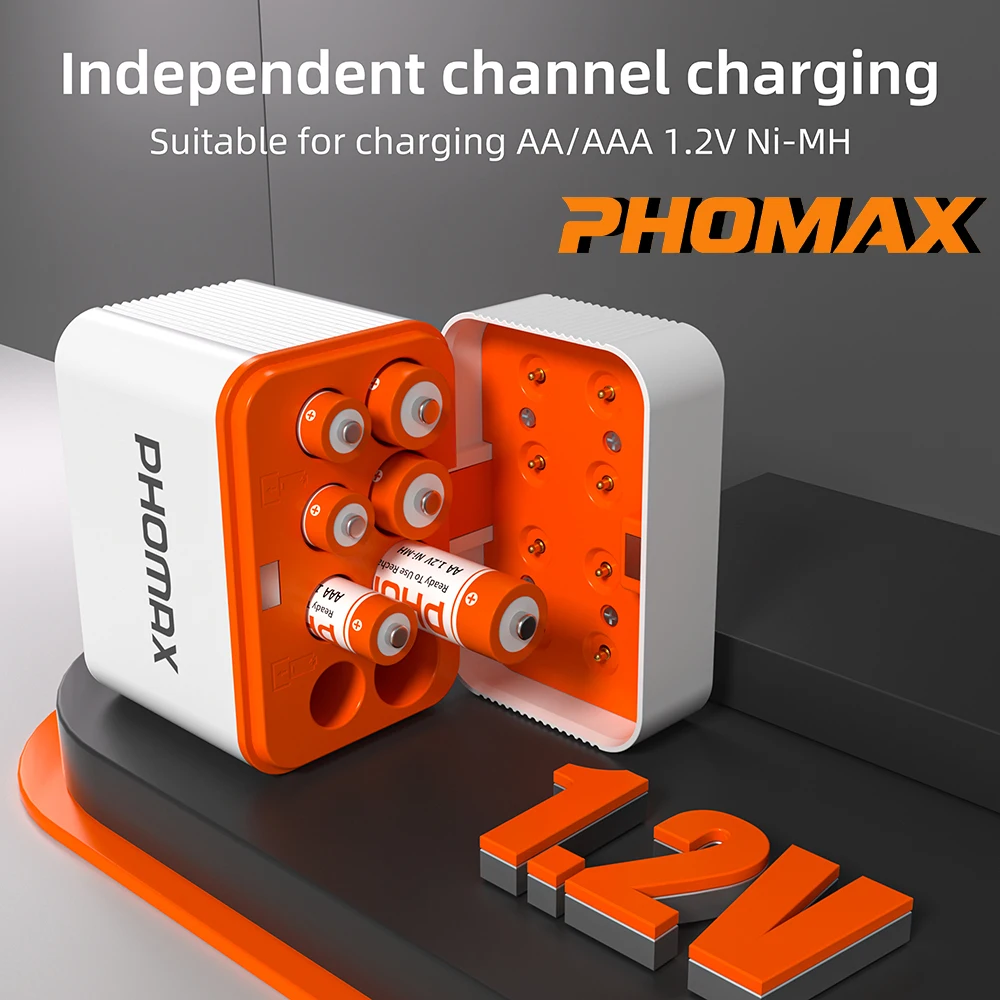 PHOMAX Ni-MH Rechargeable Battery 1.2V AA 2700mAh AAA 1100mAh Batteries and Smart Fast Charger For NiMh NiCd Cell For Toy Remote