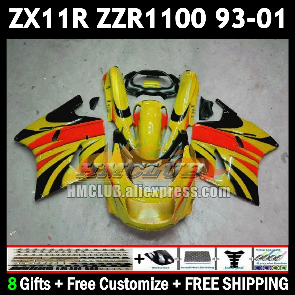 ZX-11R For KAWASAKI NINJA yellow black ZX11 ZZR 1100 ZX 11 11R 175No.87 ZZR1100 ZX11R 1993 1994 1995 1996 97 98 99 00 01 Fairing