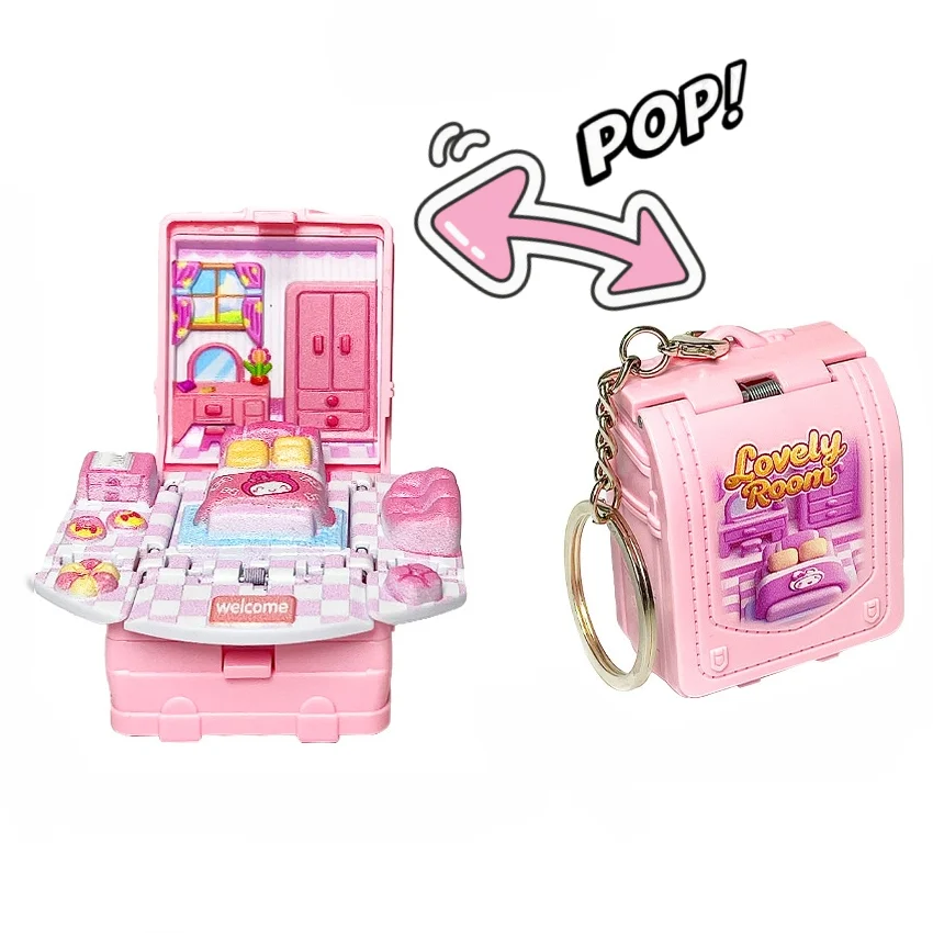 Birthday Gift 3D Foldable Doll House POP Magical Book Bag Keychain Magic Tricks Stress Relief Toys Small House Kit