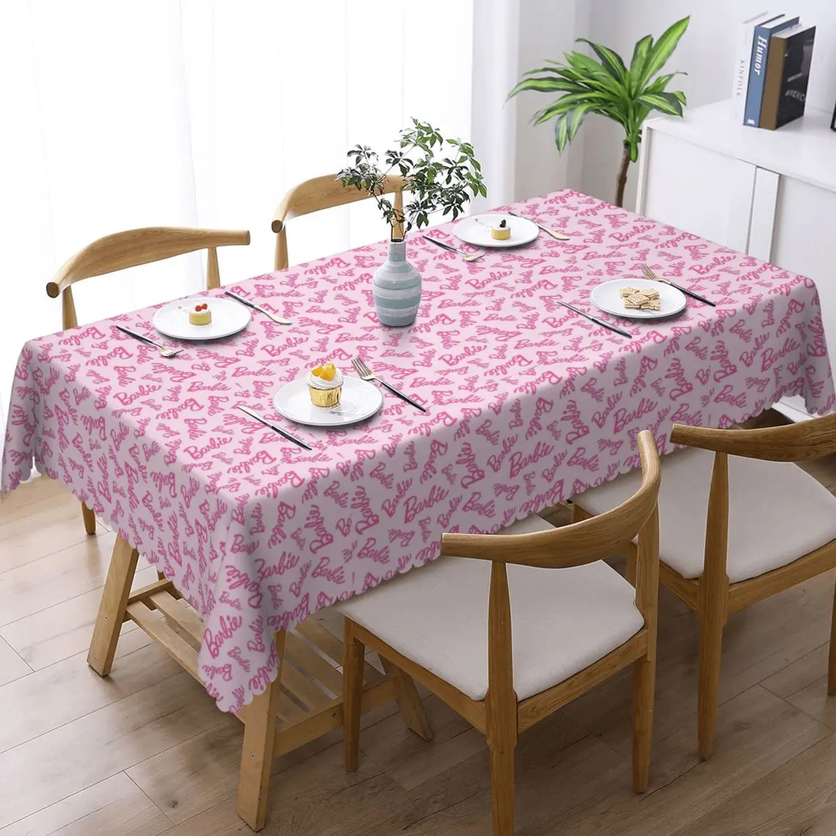 Customized Rectangular Pink Barbie Tablecloth Fit 40