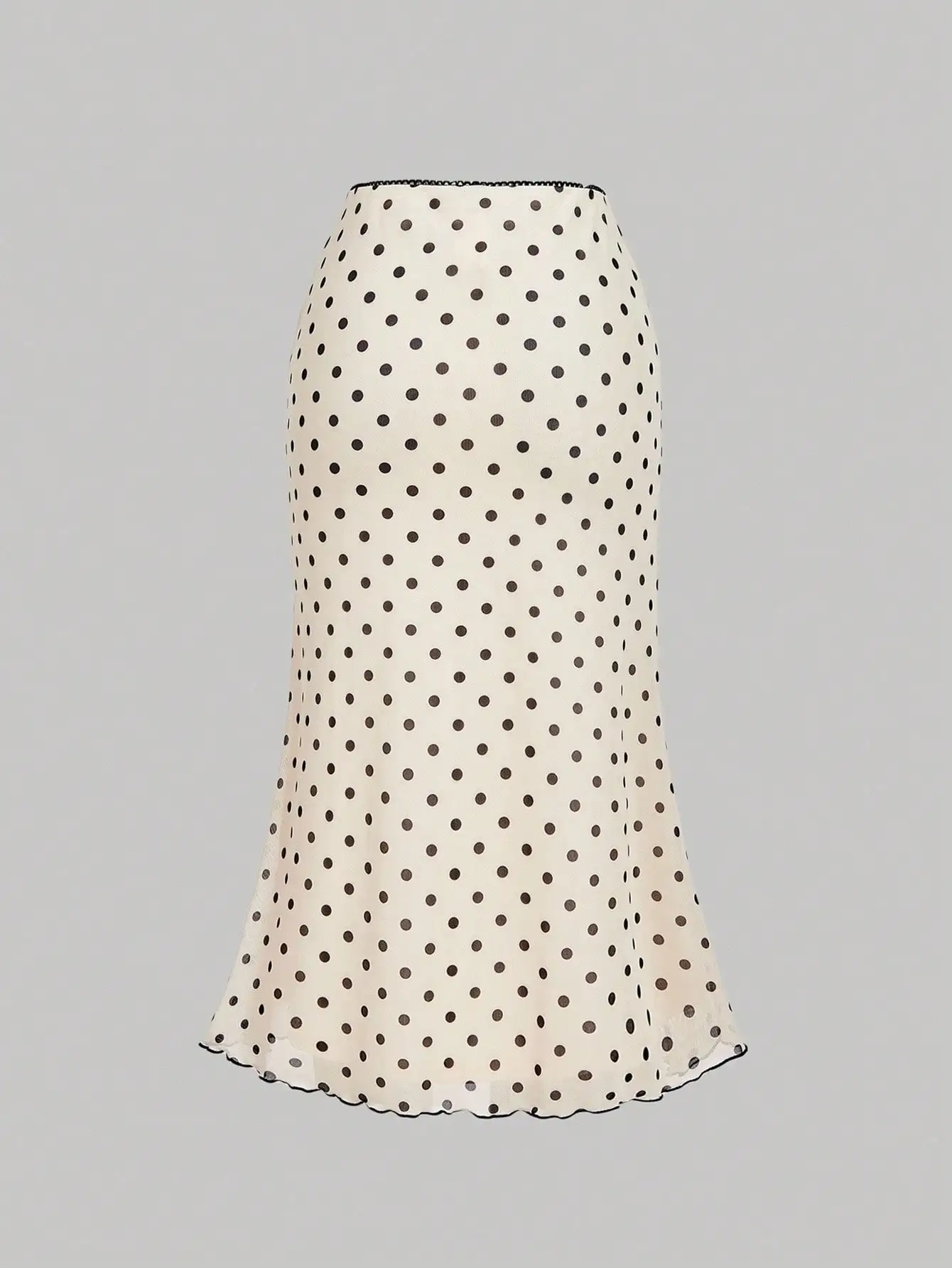 여성용 폴카 도트 2피스 세트(보타이 탑 & 미디 스커트), 가을/겨울 파티를 위한 시크한 의상