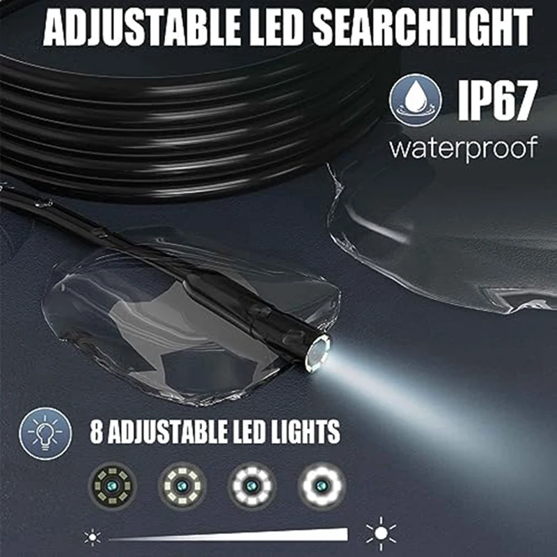 Lighted Borescope Camera Industrial Borescope Plastic+Metal IP67 Waterproof Inspection Camera Drainage Camera