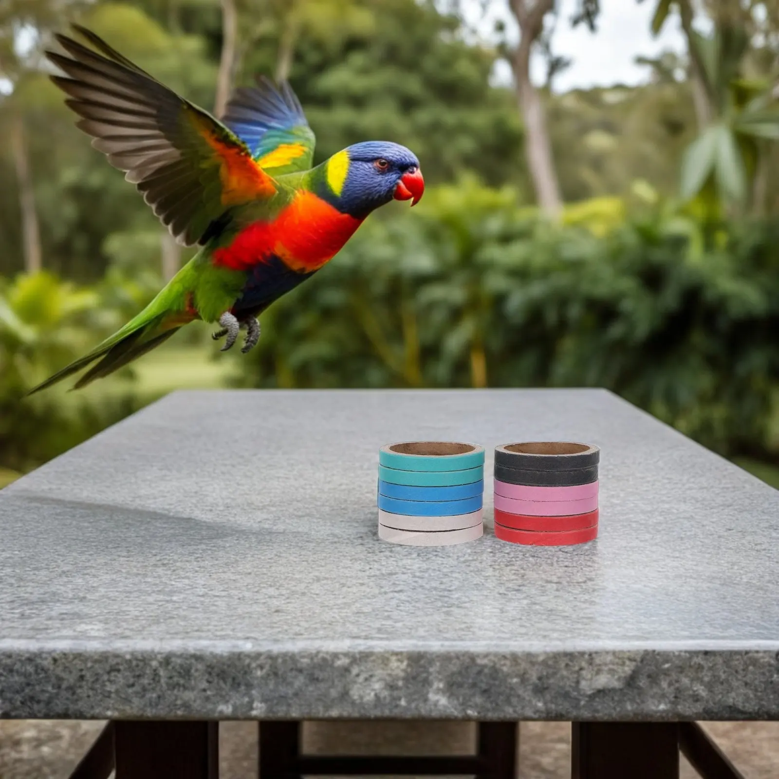 12Pcs Chew Bagel Bird Safe Foraging Shredding Colorful Parrot Parakeet Conure Cockatiel Macaw Cage Enrichment Exercise