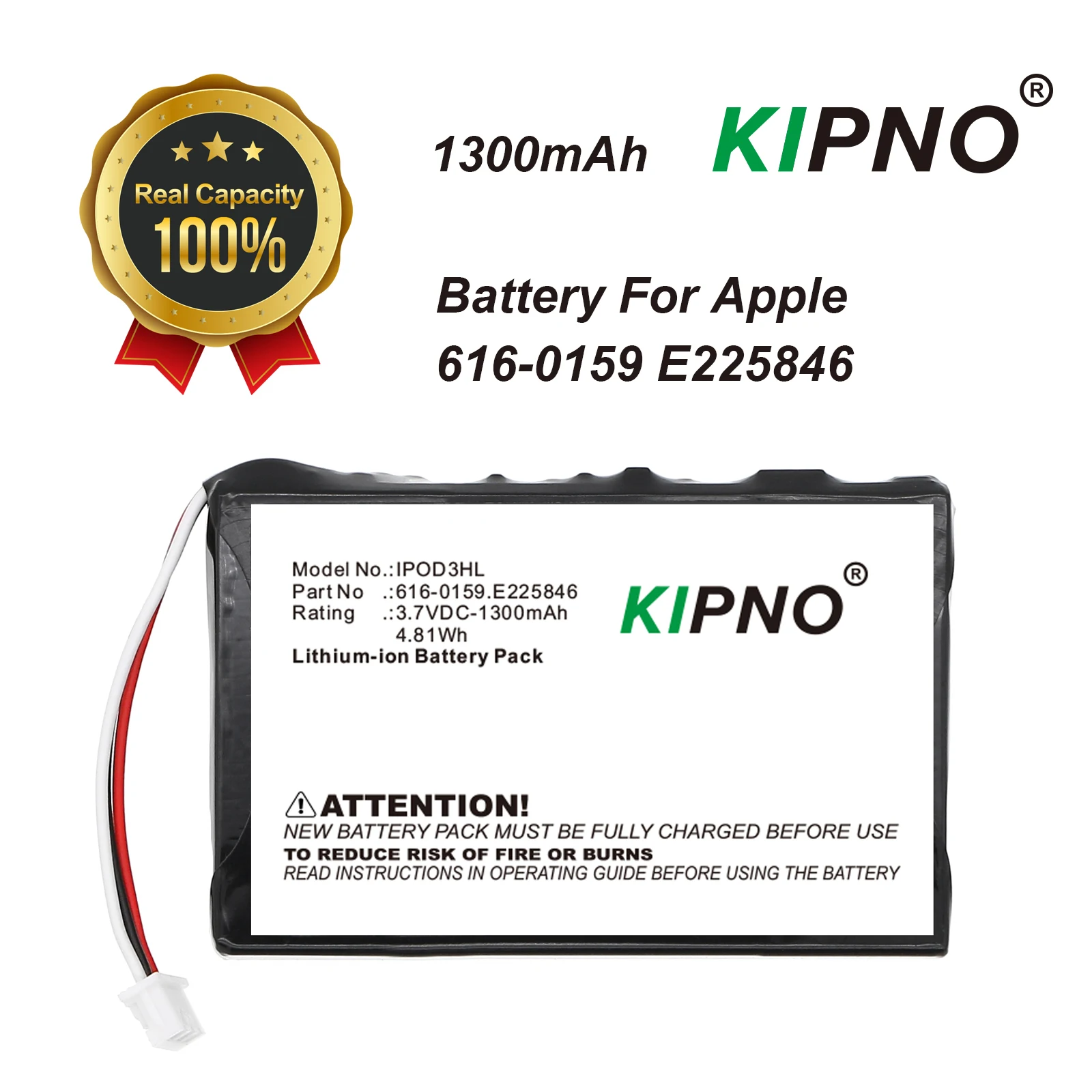 

Аккумулятор для IPod 3 3G 3-го поколения A1040, 1300 мАч, 616-0159, высококачественный сменный аккумулятор для мобильного телефона