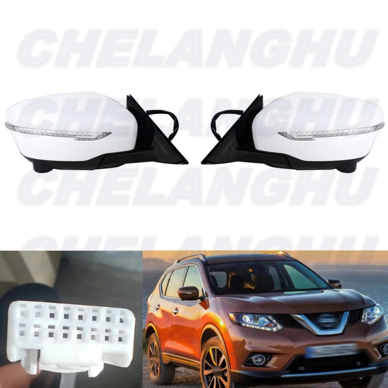 

For Nissan X-Trail T32 2014 2015 2016 2017 2018 2019 1 Pair 11Pins White Paintable With Camera Mirror Assembly