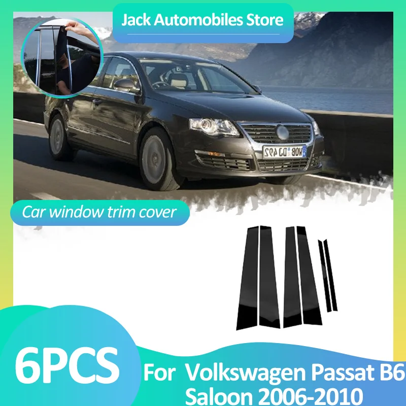 

Car Window Cover For Volkswagen VW Passat B6 Saloon 2006~2010 2007 Pillar B Column Stickers Black Carbon Fiber Silver Accessorie