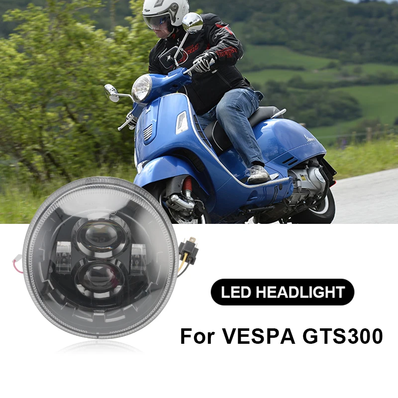 

Black LED Headlight For Vespa GTS 300 Motorcycle before 2018 with CE Certification