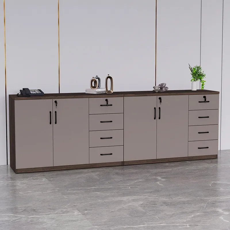 Office low cabinet, file storage data floor cabinet with lock, drawer, edge storage cabinet