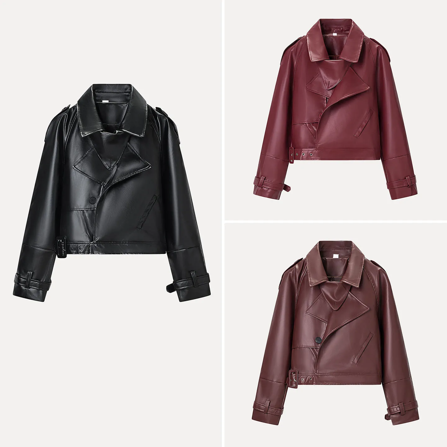 

Faionable Motorcycle Sle ort Jaet Women's Premium Autumn New Arrival Versatile Outerwear Lady's Stand Fit Coat