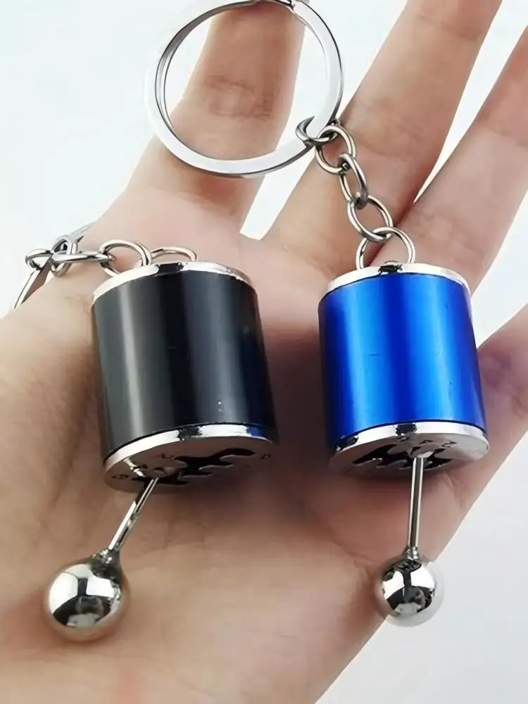 Mini Car Gear Shift Knob Keychain 6 Speed Manual Transmission Shifter Fidget Toy Metal Keyring Car Modification Accessory