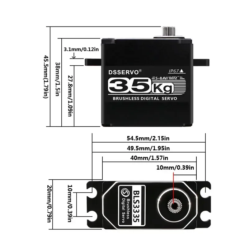 Servo Digital sin escobillas BLS3335, Motor de 35KG, 180/270 grados, cuerpo completo, Metal, par de alta potencia, engranaje de Metal para coches RC, Robot