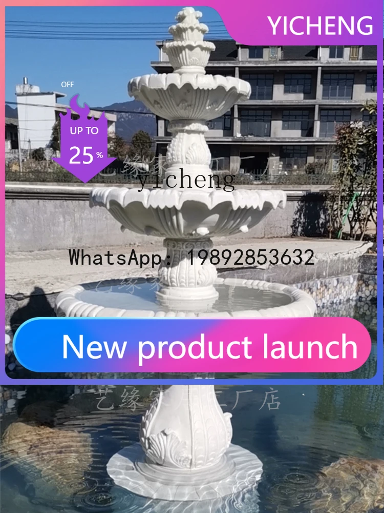 

T4 courtyard flowing water sculpture wedding three-layer fountain landscaping decorative water feature ornament