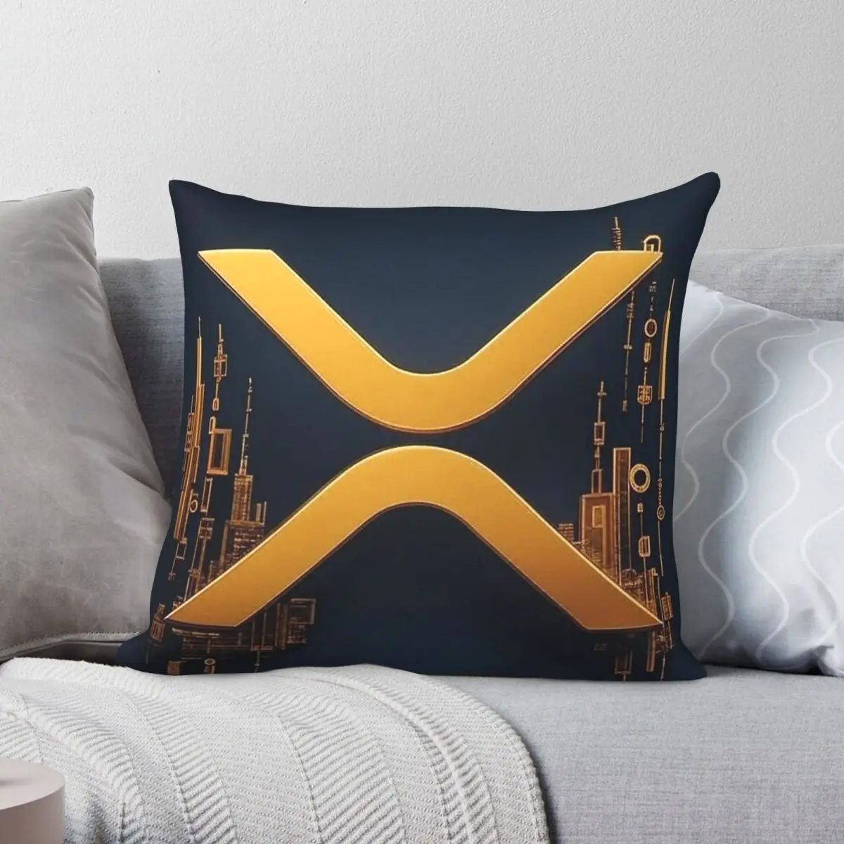 Xrp The Golden Innovation Square Pillowcase Polyester Linen Velvet Creative Decor Throw Pillow Case Sofa Seater Cushion Cover