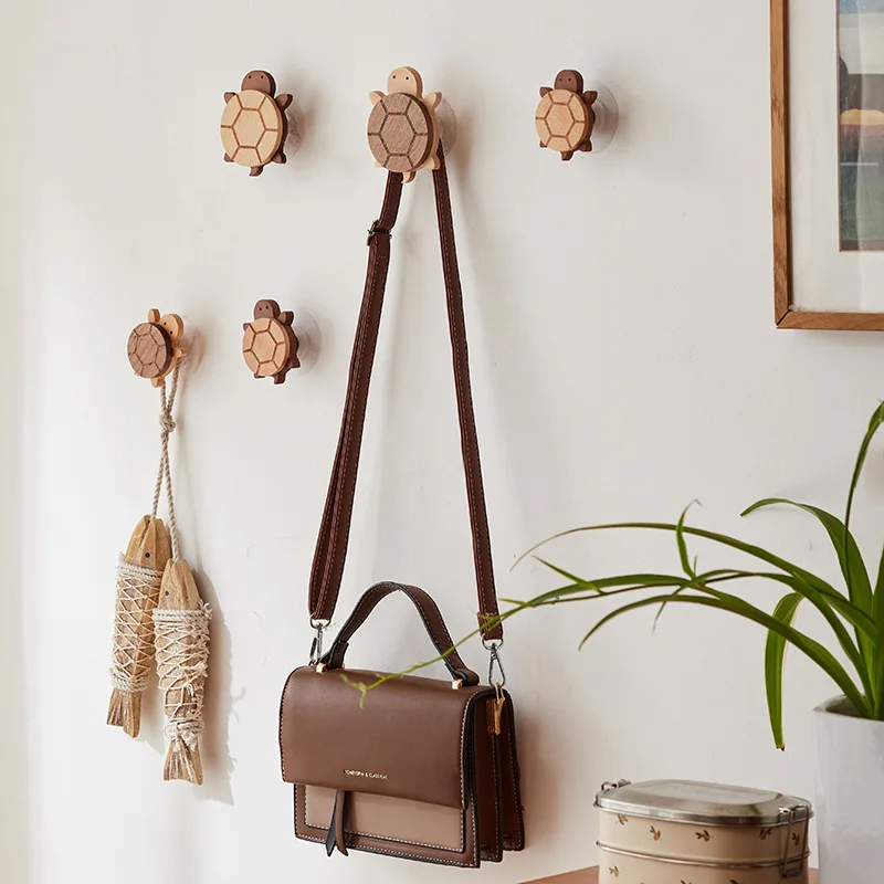 1/4 قطعة الجوز خشب متين السنانير الذاتي لاصق مفتاح الملابس شماعات حقيبة هوك ديكور منزلي هوك ل رداء معطف منشفة المنظم هوك