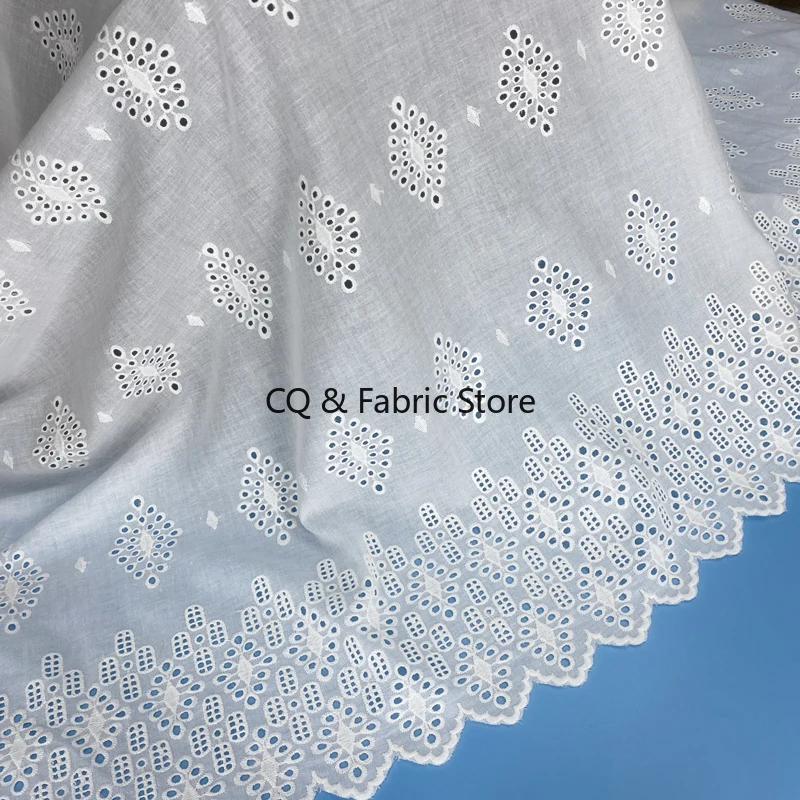 Exquisite Double-sided Hollow Embroidery Cotton Fabric For DIY Wedding Dress Clothing Baby Clothes Fabric Width 1.35CM