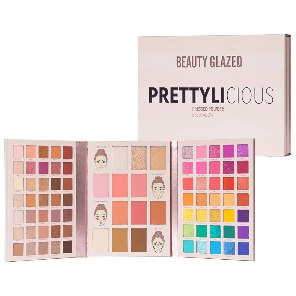 Beauty Glazed 84 Colors Eyeshadow Palette Long-Lasting Waterproof Shimmer Highlighter Contour Blush 4-in-1 Makeup Palette