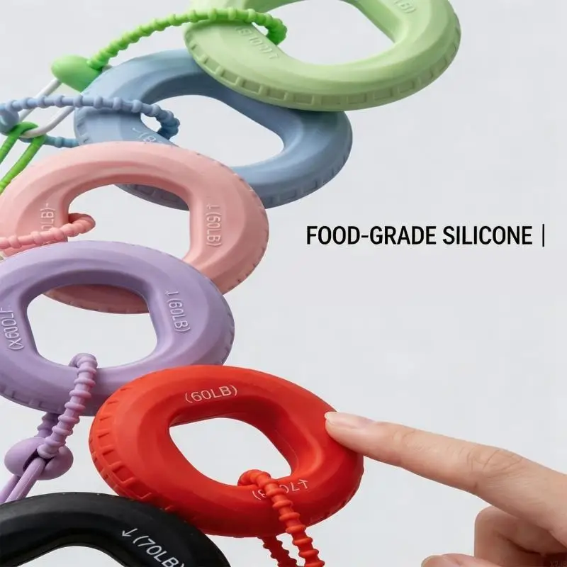  Daily Carry Finger Grip Ring for Quick Hand Exercise, Silicone Keychain Ring with Lanyard for Bag, Commute, and Travel