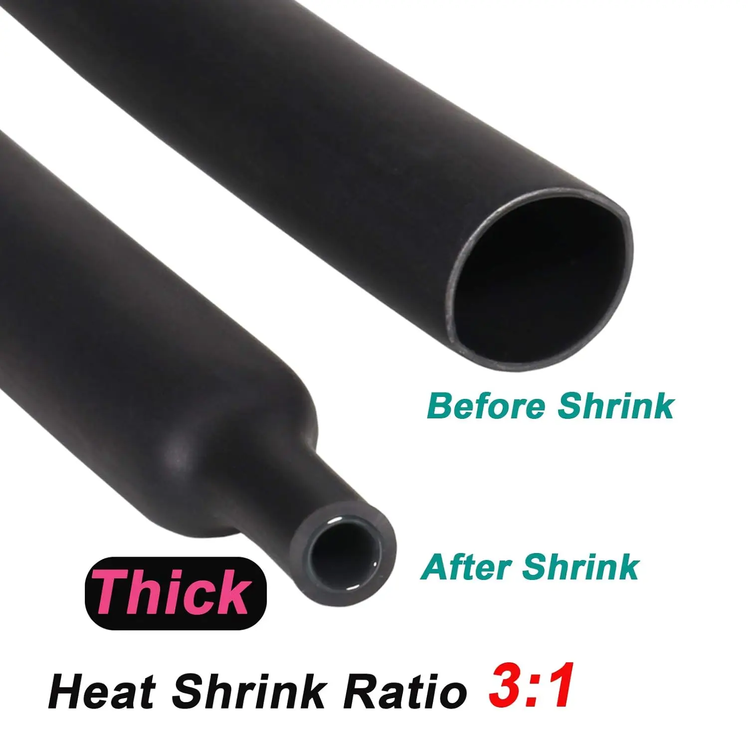 1M Heat Shrink Tubing 3:1Ratio Waterproof Heat Shrink Tubing - Adhesive Lined,Dual Wall Adhesive Shrinkable Wire Wrap Tube black