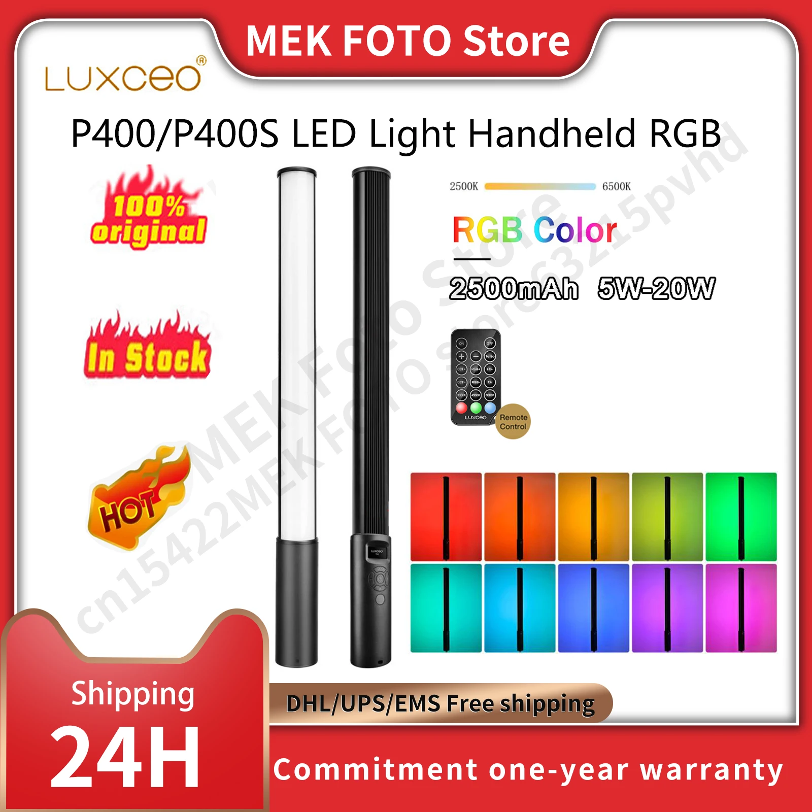 LUXCEO P400 LED Photography Light Handheld RGB Light Tube Stick P400S Video soft Light 5W-20W APP Remote Control vs 6C Pavotube