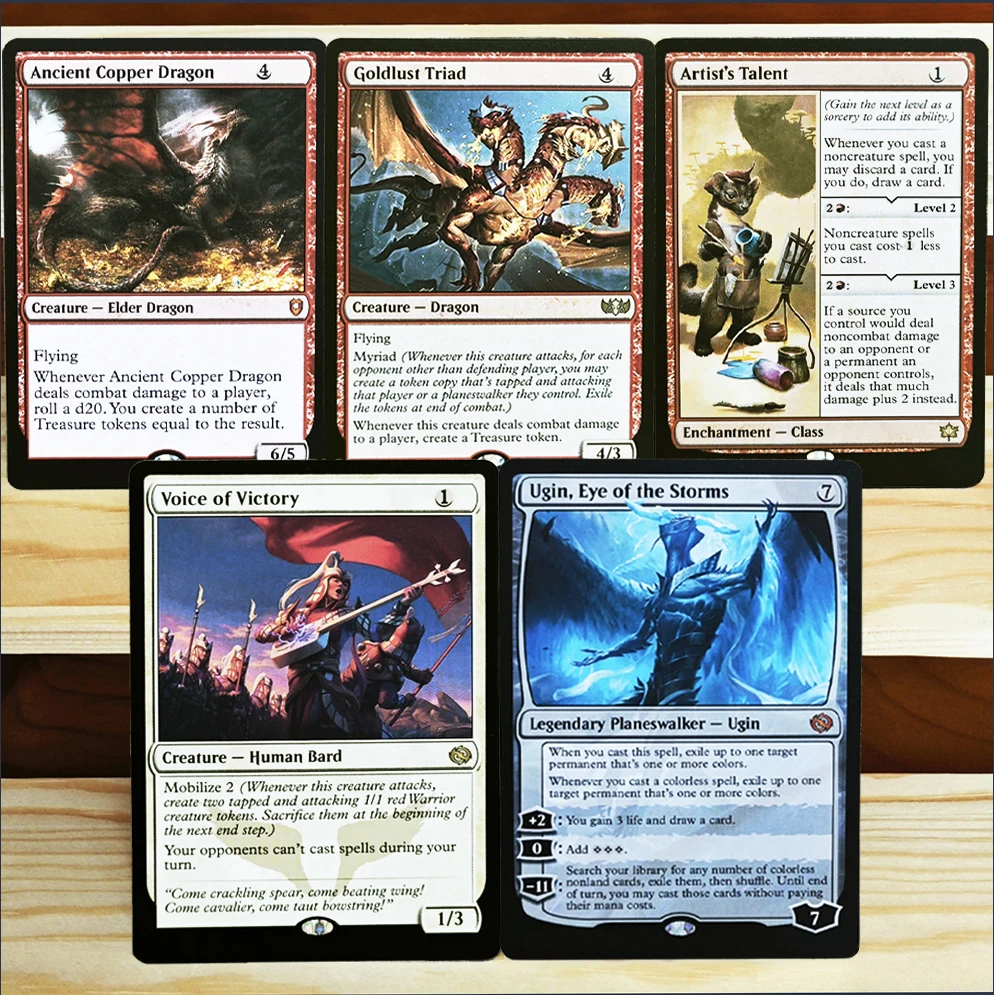 TCG Seltene Exklusive Spielkarten Magische Holo-Karten - Antiker Kupferdrache/Goldlust-Triad/Künstlertalent/Sprache des Sieges/Ugin