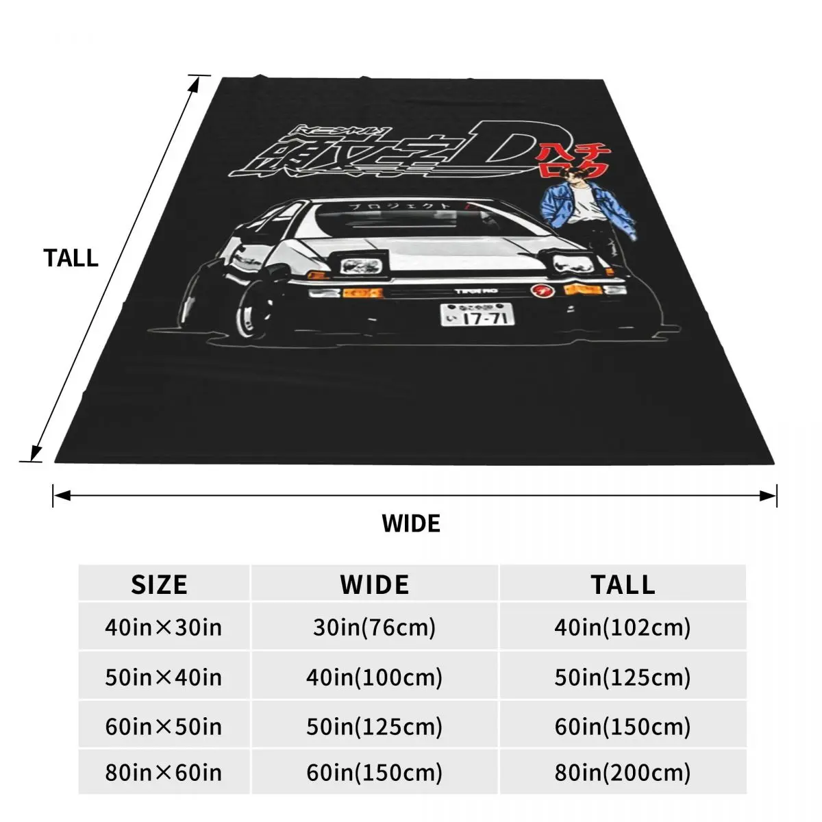 Anime Drift AE86 Initial D (2) Blankets Fleece Sofa Throw Blanket Multi-function for Home Bedroom Office Throws Bedspread Quilt