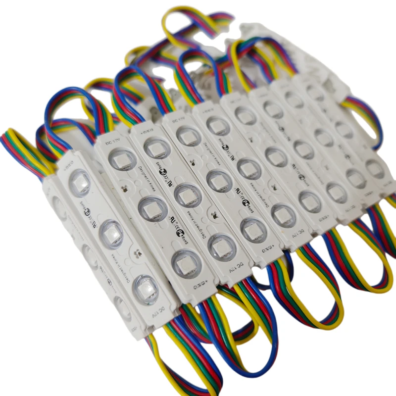 

100 шт. RGB-модулей с изменением цвета SMD 50505 DC12V 1.5W 3 LED, инжекционные световые модули для рекламных вывесок и буквенных табло