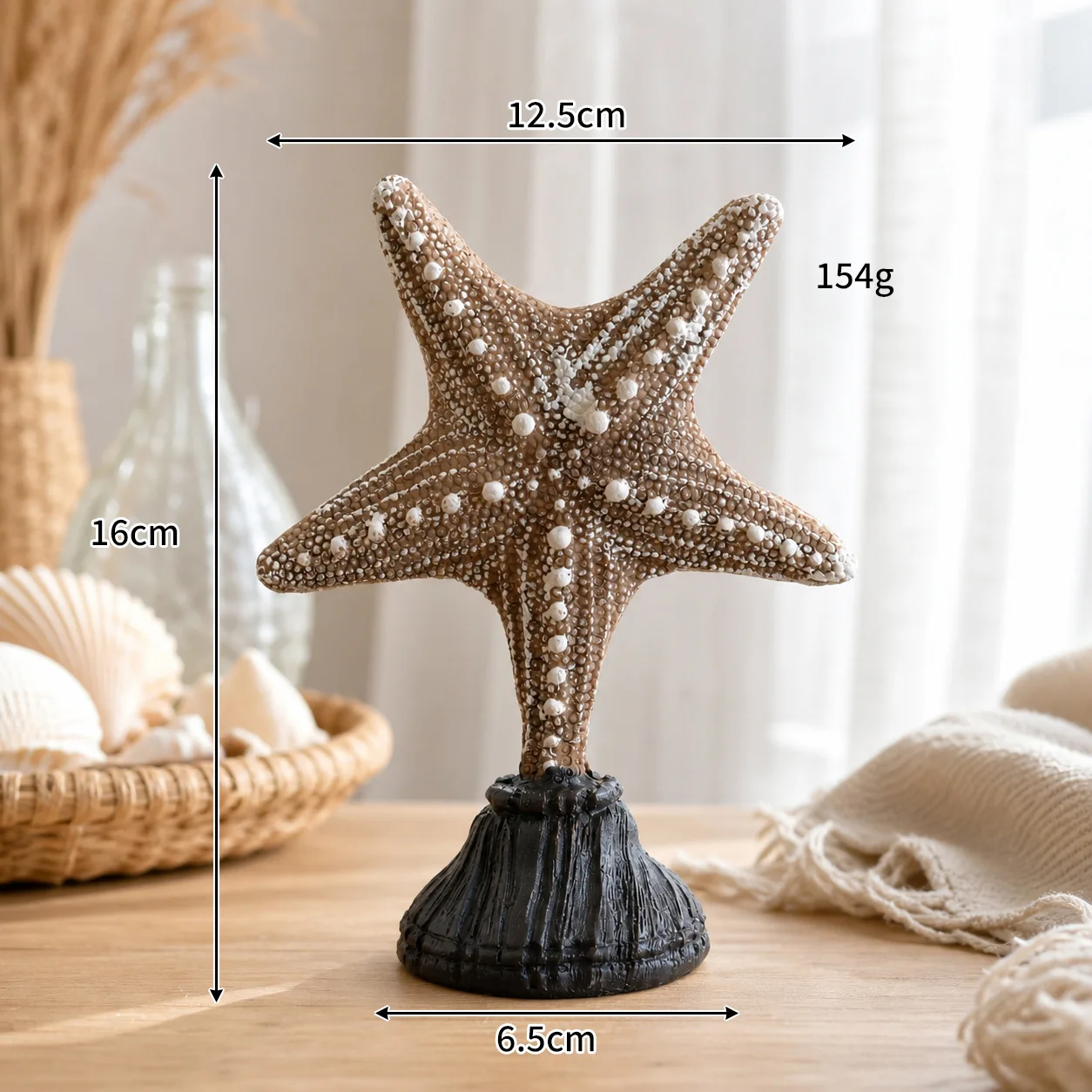 Resin Artificial Seashell Starfish Figurine,Tabletop Ornament,Ocean Craft Decor For Living Room Shelf,Beach Theme Holiday Gift