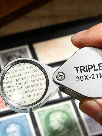 10-30X Gold/Silver Boxed Portable Blinds Folding Three Piece Jewelry/Labels/Reading Eye Tools Reading Magnifying Glass