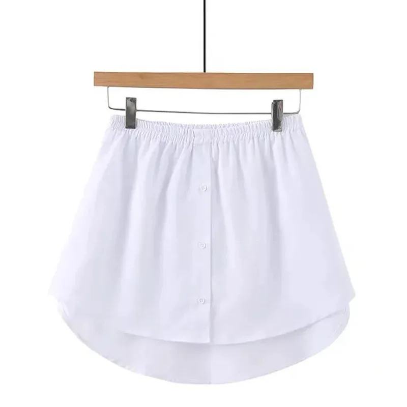 Skirts Women 2026 New Fashion False two-piece White Black Elastic Waist Button Irregular Solid Color Skirts Clothing Xingdao057