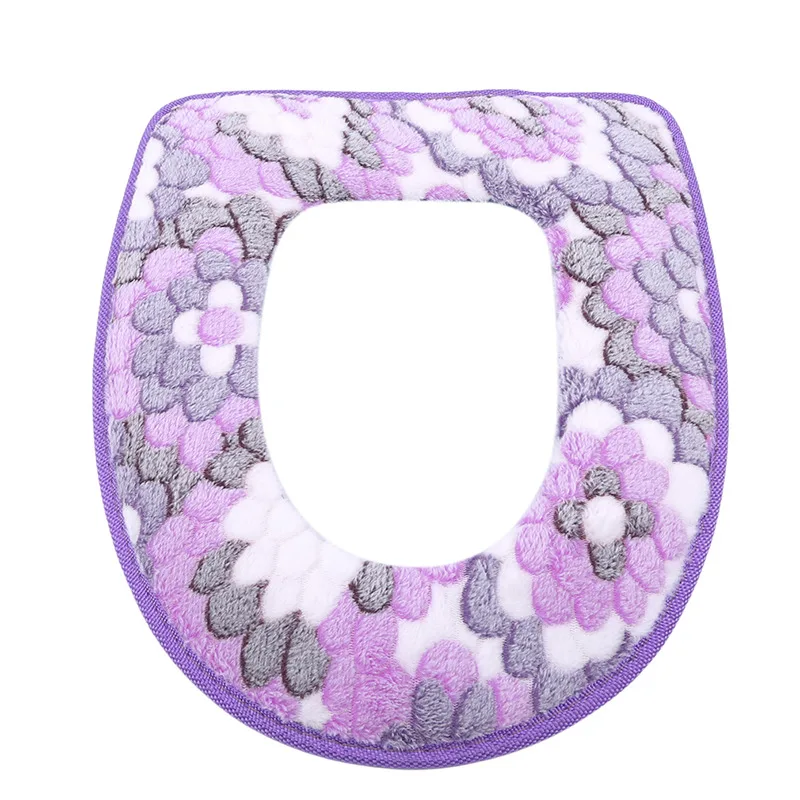 Warm Winter Toilet Seat Cover Closestool Mat Washable Bathroom Accessories Coral Fleece Soft Toilet Pad Universal Toilet Cushion