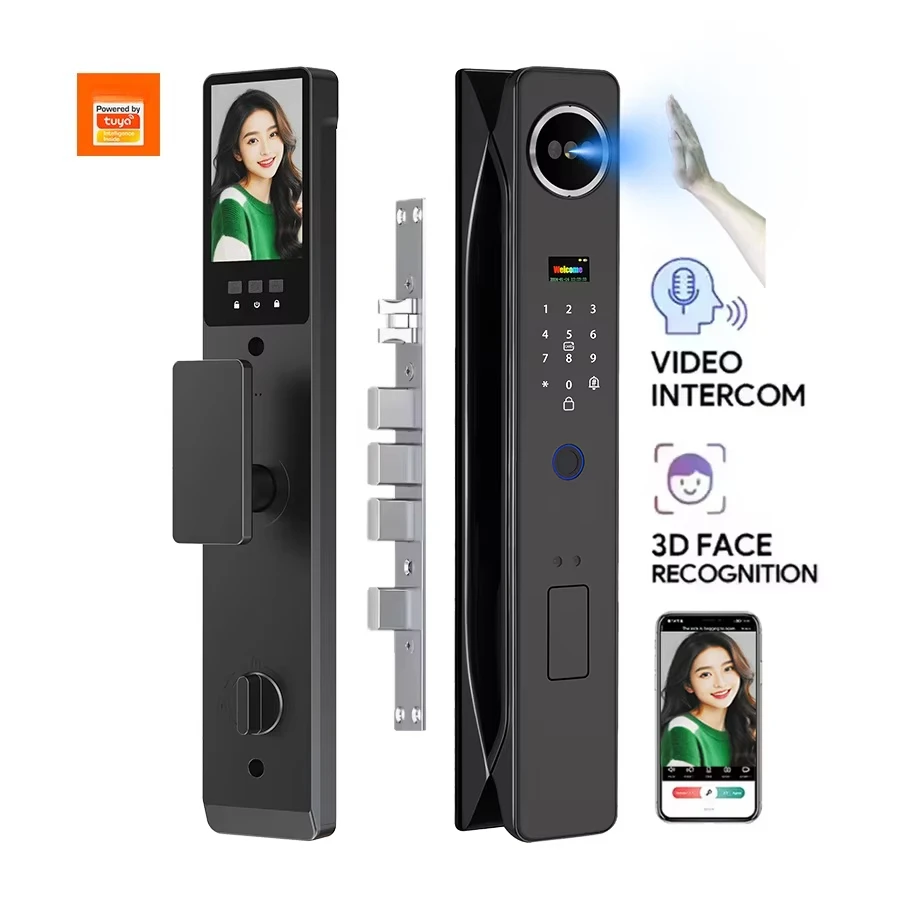 Manufacturer Price Fully Automatic Digital Lock Wifi Camera 3d Face Recognition Biometric Fingerprint Smart Door Lock
