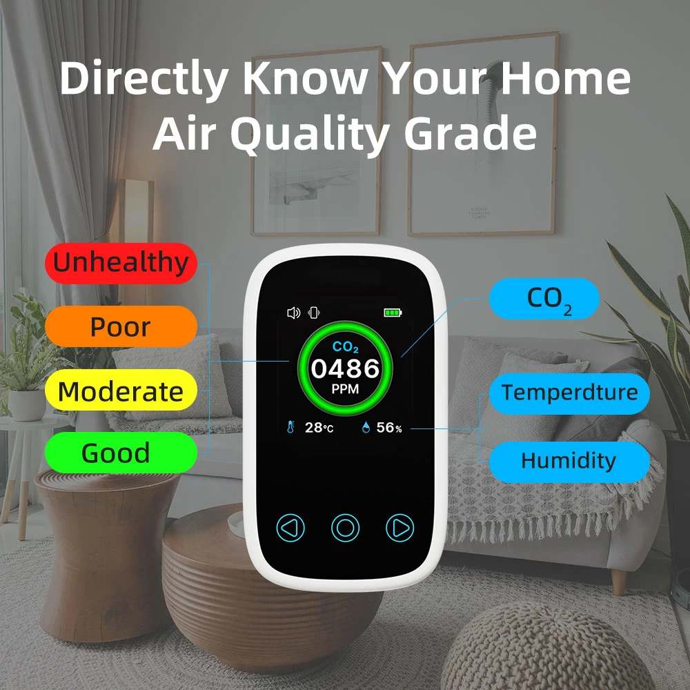 

3 In 1 Air Quality Monitor CO2 Meter CO Temperature Humidity Measurement NDIR Sensor LCD Display Alarm Carbon Dioxide Detector