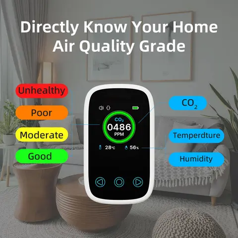NDIR 센서 공기질 모니터, CO2 계량기 CO 온도 습도 측정, LCD 디스플레이 알람, 이산화탄소 감지기, 3 in 1
