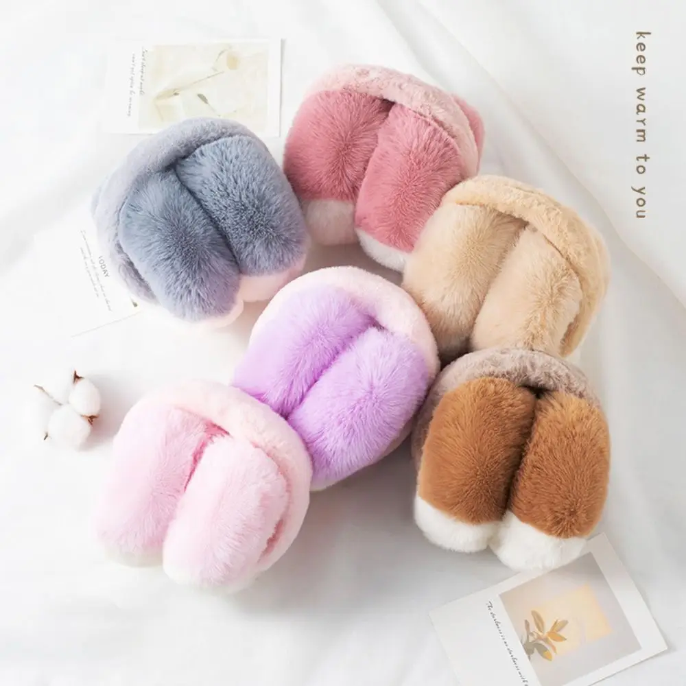 Moda pele do falso orelha muffs cor doce engrossar dobrável earflap macio pelúcia mais quente earmuffs outono inverno acessórios de vestuário