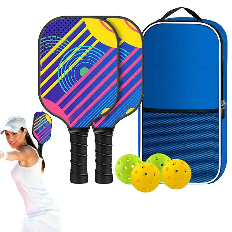 Kit de pelota con agujeros deportivos, Kit de paleta de bolas con agujeros de fibra de vidrio, equipo de pelota con orificio de rebote fuerte para viajes, eventos sociales y cortes