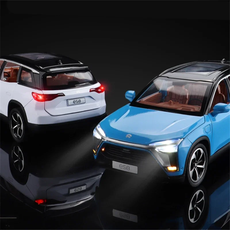 1:24 NIO ES8 SUV Alloy New Energy Car Model Diecast Metal Toy Vehicles Car Model High Simulation Sound and Light Childrens Gifts