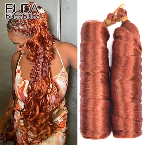 Extensiones de cabello con trenzas rizadas en espiral onduladas y sueltas, pelo rizado sintético, rizos franceses, cabello trenzado, cabello trenzado hinchable preestirado