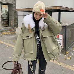 Real Pike Women's Winter Coats Fox Fur Lapel Detachable Liner Rabbit Fur Drawstring Pocket Medium and Long Women Jackets Parker