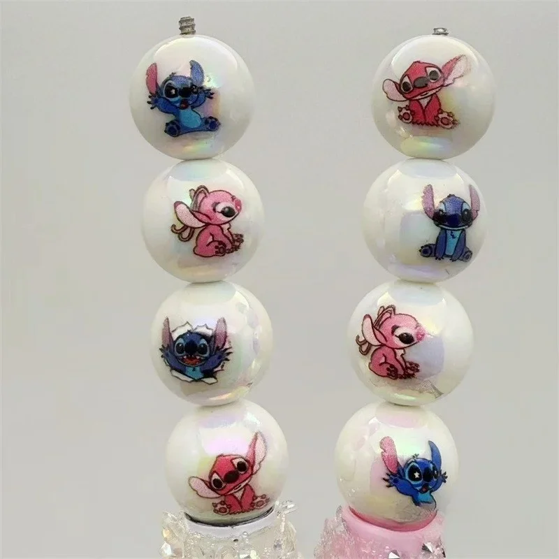 Mixed 10pcs Stitch and Angel round Focal Beads for DIY bracelet necklace anklet pen keychain Accessories