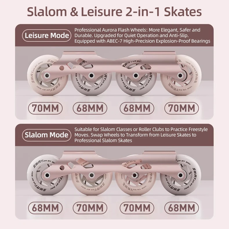 أحذية تزلج مضمنة قابلة للتعديل للأطفال والبنات والأولاد أحذية تزلج دوارة للمبتدئين صف واحد عجلات مضيئة على طراز أورورا للشباب والكبار #6
