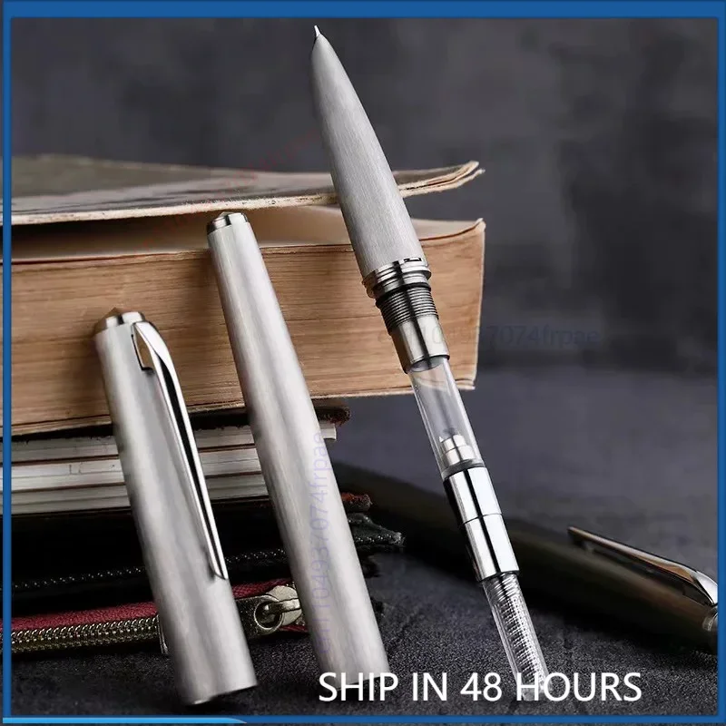 For MAJOHN Ti200 14K Gold Fountain Pen Hooded Nib Fine Polished Titanium Alloy Barrel Daily Office Writing Stationery