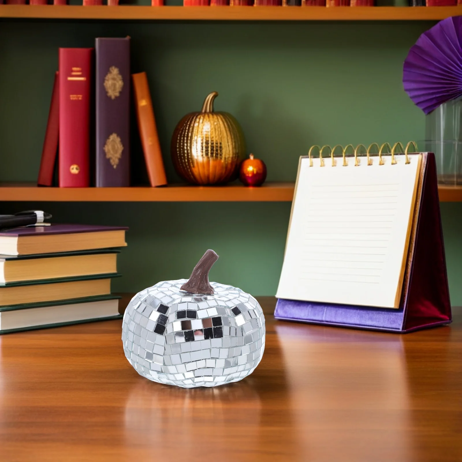 

3 Pcs Mirror Pumpkin Ornaments Artificial Fall Decor Glass Table Centerpiece Farmhouse Hanging Foam Disco