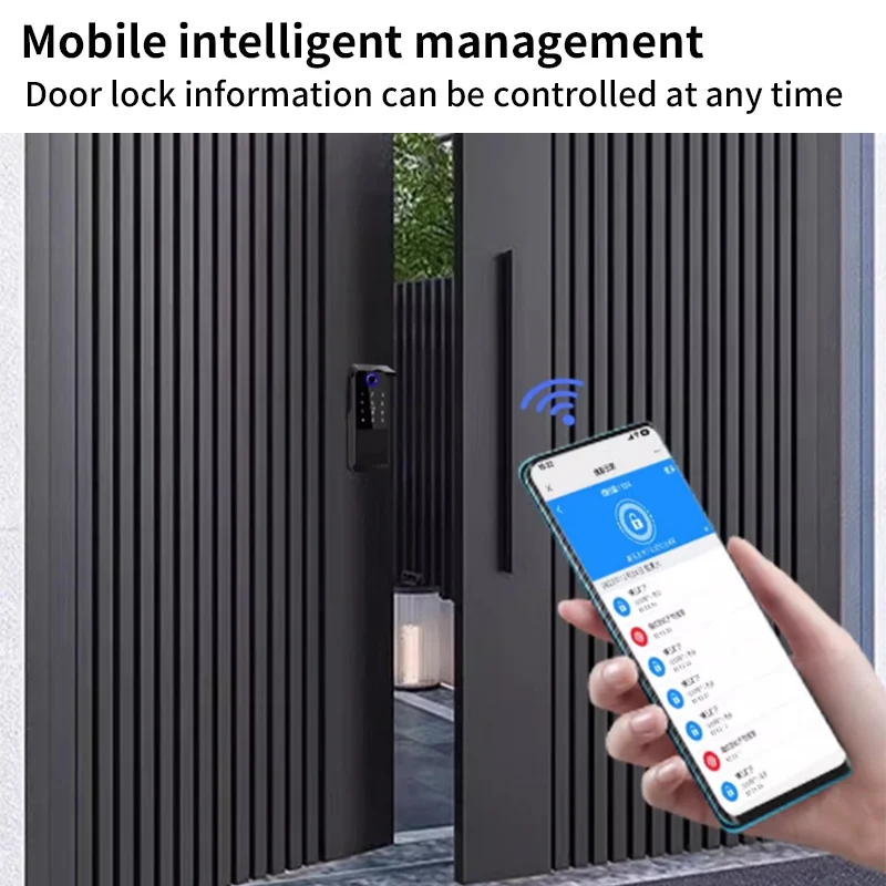 في الهواء الطلق بصمة كلمة المرور IC Tuya Ttlock App أقفال الأبواب الذكية اللاسلكية المقاومة للماء للمنزل