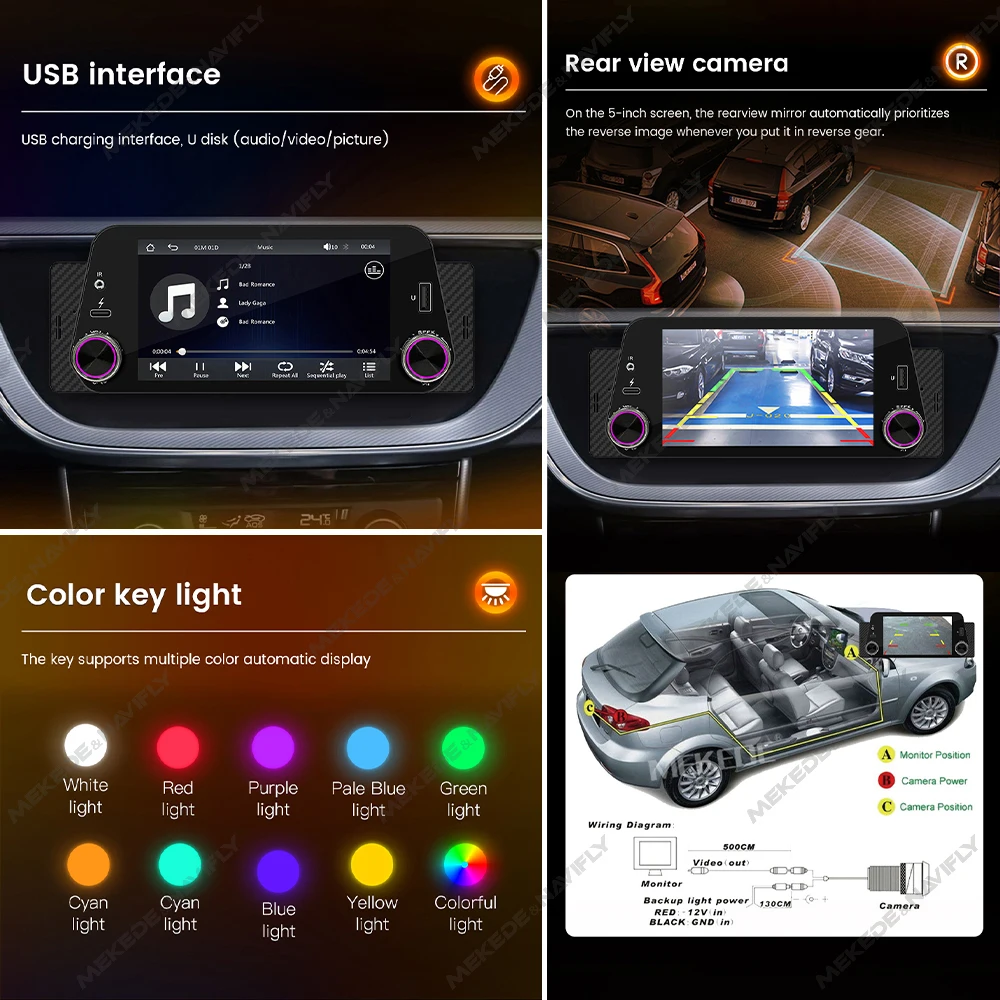 Reproductor Multimedia Universal para coche, Radio con pantalla táctil de 5 pulgadas, 1 Din, compatible con CarPlay, Android, FM, SWC, BT, cámara,