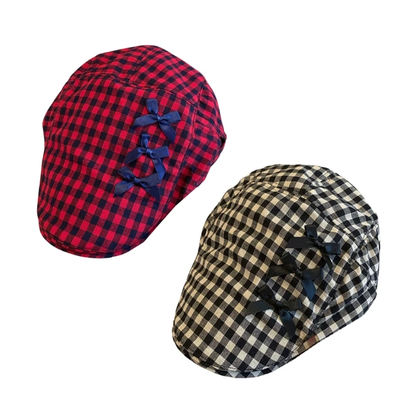 

A2ES Popular Cabbie Hat Girl Checked Pattern Hat Women Spring Hat