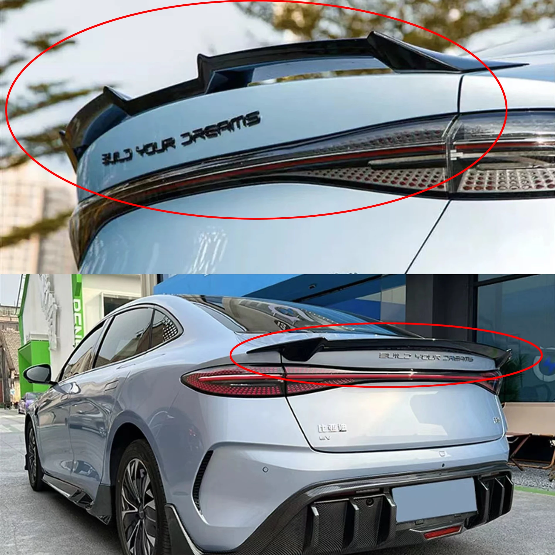 

For BYD Seal EV DMistyle rear trunk lid,tailgate spoiler,fender gloss black carbon car external adjustment accessories2022 23 24